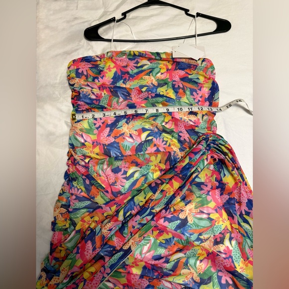 Amanda Uprichard Anja Strapless Ruched Mini Dress Paradiso Large NWT - Picture 7 of 14